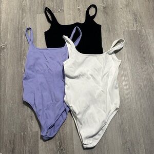 3 pack of OQQ Bodysuits - Black, Purple and White